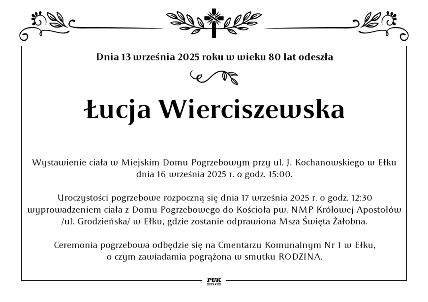Łucja Wierciszewska - nekrolog